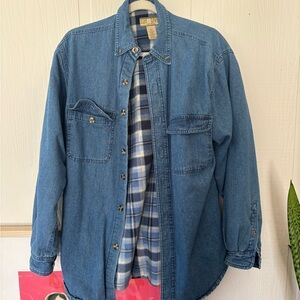 Vintage Sun River Men’s Blue Denim flannel fleece Shirt Jacket size small